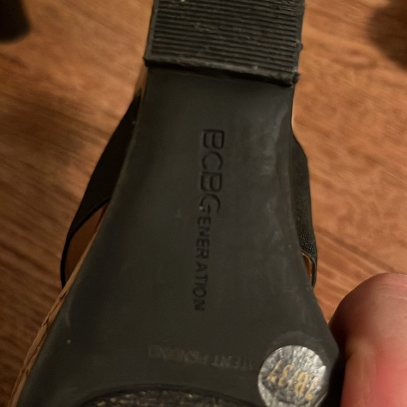 Size 7 US 37 EU, black white with cork heel 4”. In over all good shape! - Picture 8 of 10